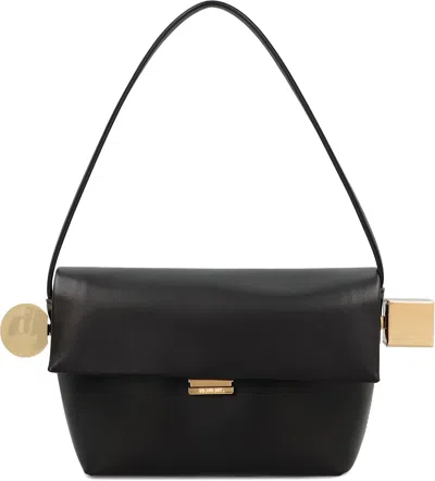 Jacquemus Le Rond Carre Leather Shoulder Bag In Black
