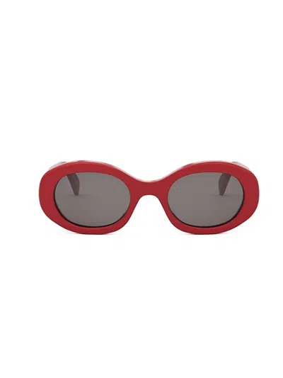 Celine Triomphe 55mm Rectangular Sunglasses In Red