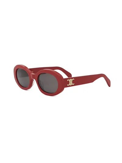 Celine Triomphe 55mm Rectangular Sunglasses In Red