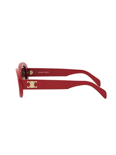 Celine Triomphe 55mm Rectangular Sunglasses In Red