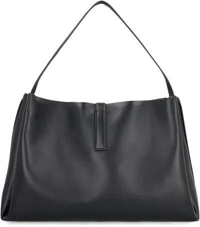 Ferragamo Buckle Double Handles Shoulder Bag In Black