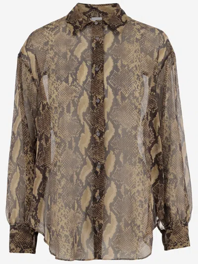 Aspesi Python-print Buttoned Shirt In Brown