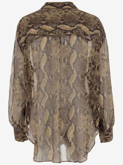 Aspesi Python-print Buttoned Shirt In Brown