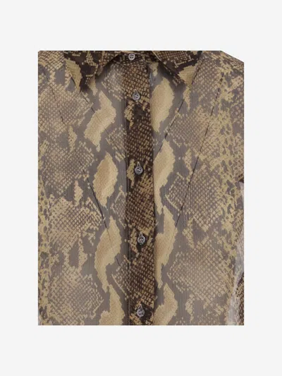 Aspesi Python-print Buttoned Shirt In Brown
