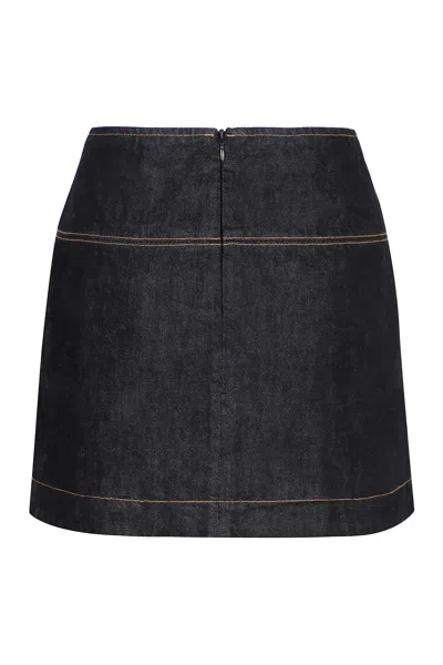 Zimmermann Crush Denim Mini Skirt In Black