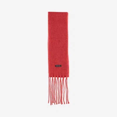 Patou Wool Blend Long Fringe Scarf In Red