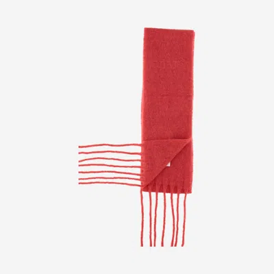 Patou Wool Blend Long Fringe Scarf In Red