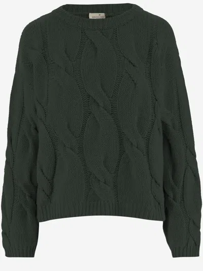 Bruno Manetti Cable-knit Crew-neck Sweater In Green