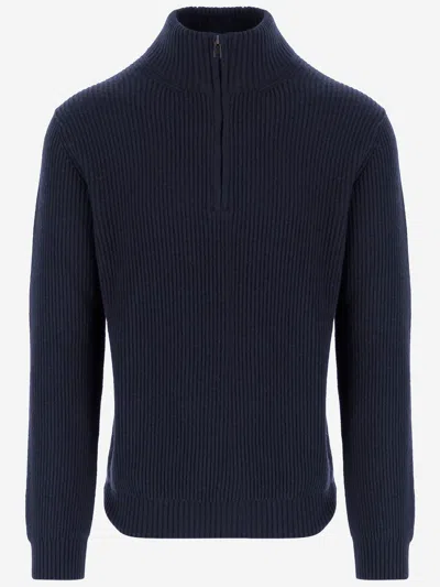 Woolrich Men Blue Wool Blend Pullover, Xxl Luxury Sweaters & Knitwear For Men Darveys In Blue
