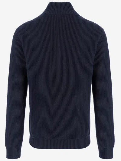 Woolrich Men Blue Wool Blend Pullover, Xxl Luxury Sweaters & Knitwear For Men Darveys In Blue