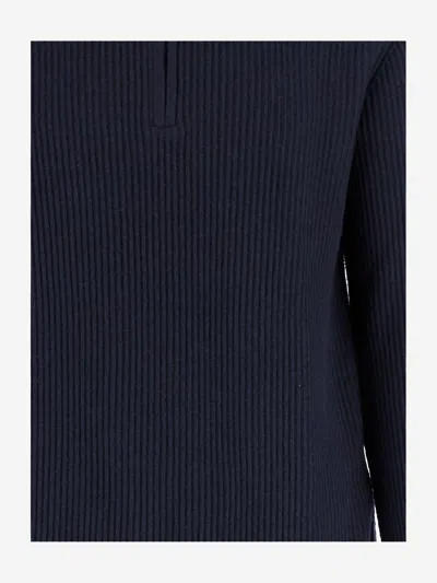 Woolrich Men Blue Wool Blend Pullover, Xxl Luxury Sweaters & Knitwear For Men Darveys In Blue