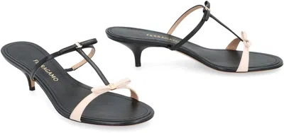 Ferragamo Kitten-heel Sandals With Bow T-strap In Multi