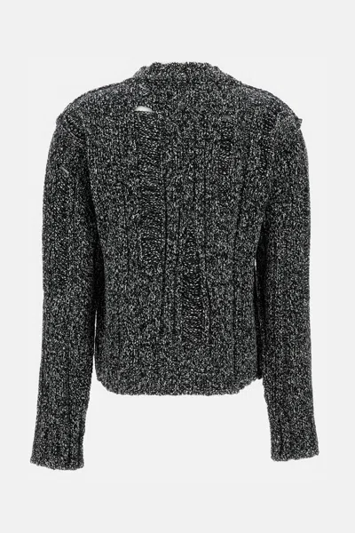 Durazzi Milano Cable-knit Distressed Sweater In Black