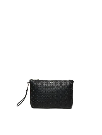V73 Embossed-pattern Clutch In Black