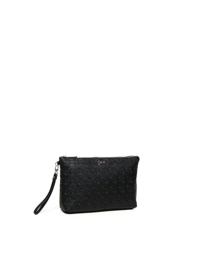 V73 Embossed-pattern Clutch In Black