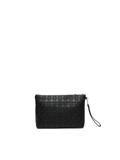 V73 Embossed-pattern Clutch In Black