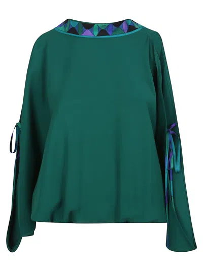 Pucci Open-back Blouse In Green