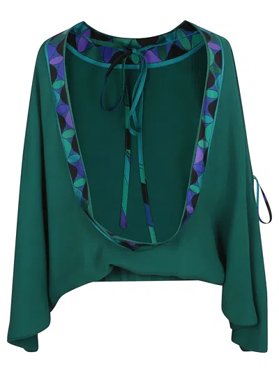 Pucci Open-back Blouse In Green