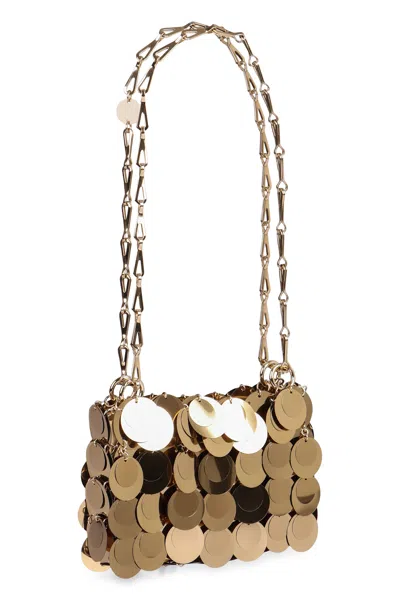 Rabanne Golden Shoulder Bag With Shimmering Metal Discs In Gold
