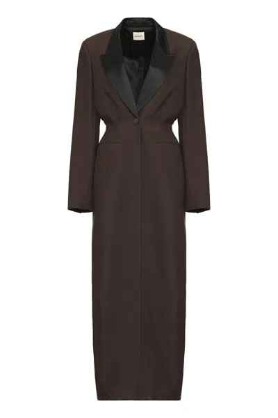 Khaite Bellow Single-breasted Long Coat In Brown