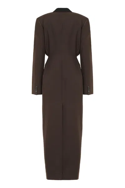 Khaite Bellow Single-breasted Long Coat In Brown