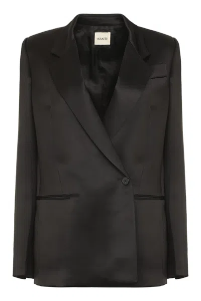 Khaite Willow Double-breasted Mikado Blazer In Black