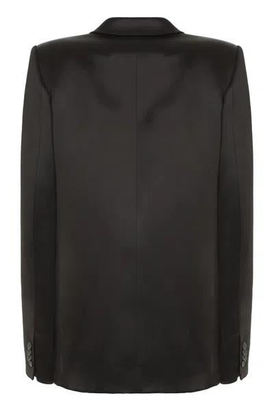 Khaite Willow Double-breasted Mikado Blazer In Black