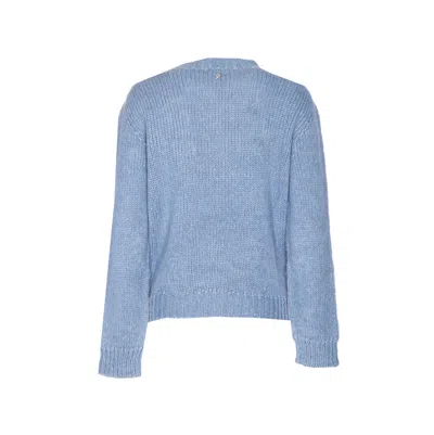 Dondup Mock-neck Embroidered Sweater In Blue