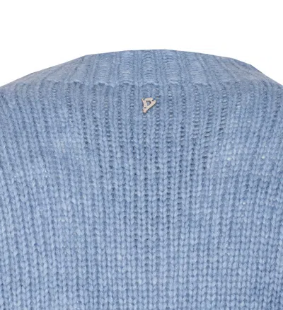 Dondup Mock-neck Embroidered Sweater In Blue