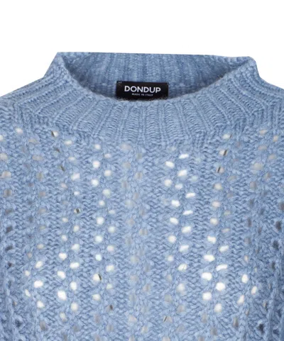 Dondup Mock-neck Embroidered Sweater In Blue