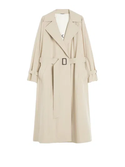 Weekend Max Mara Max Mara Weekend Long Waterproof Jacket In Barley With Belt In Multi