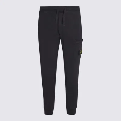 Stone Island Brushed Cotton Joggers With Adjustable Drawstring And Side Logo Badge In Black