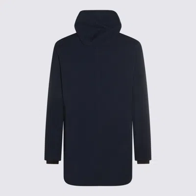 K-way Casual Style Longline Hooded Jacket In Blue