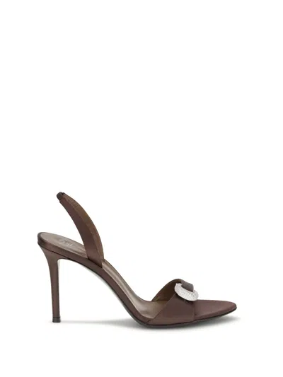 Giuseppe Zanotti Women Clandestino Satin Heel Sandals In Brown