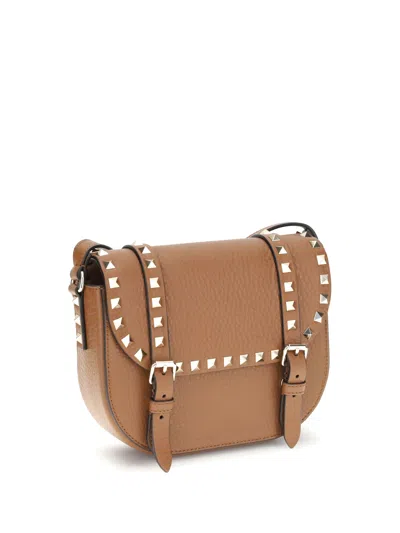 Valentino Garavani Rockstud Small Messenger Shoulder Bag In Brown