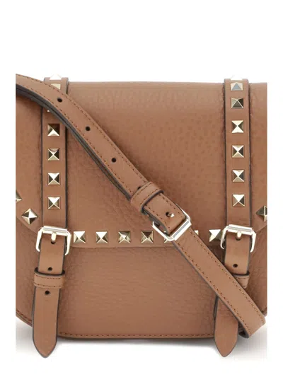 Valentino Garavani Rockstud Small Messenger Shoulder Bag In Brown