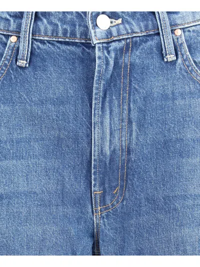 Mother The Rider Frayed High Waist Ankle Straight Leg Jeans In Blue