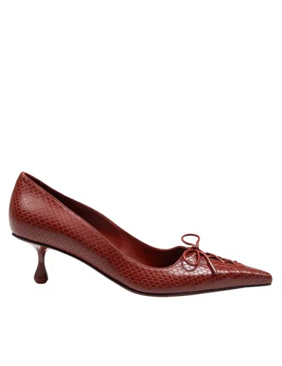 Jimmy Choo Scarlett 50 Pumps In Leather With Snakeskin Print Cognac Color In Brown