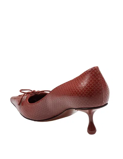 Jimmy Choo Scarlett 50 Pumps In Leather With Snakeskin Print Cognac Color In Brown