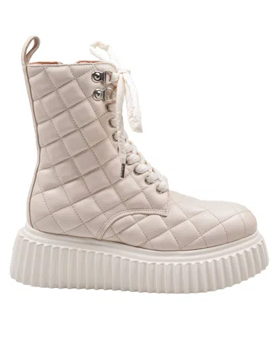 Agl Attilio Giusti Leombruni Quilted Leather Softy Lowboot Ankle Boot In Chalk Color In Neutral