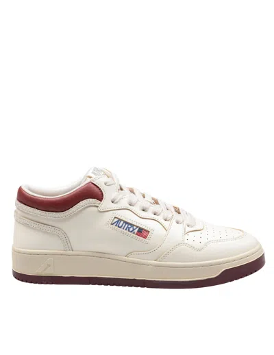 Autry Med-way Mid Syrah Marsh Leather Sneakers In White