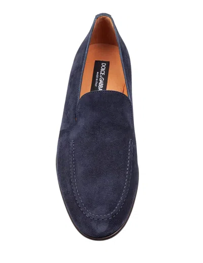 Dolce & Gabbana Logo-embellished Suede Loafers In Blue