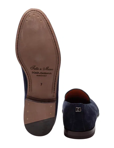 Dolce & Gabbana Logo-embellished Suede Loafers In Blue