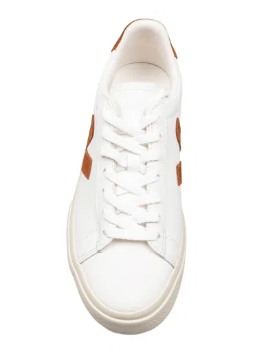 Veja Campo White Low Top Sneakers With Contrasting Heel With Logo Lettering And Logo Patch On The Side In In Multi