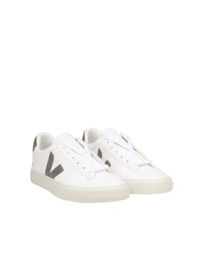 Veja White And Khaki Campo Sneakers