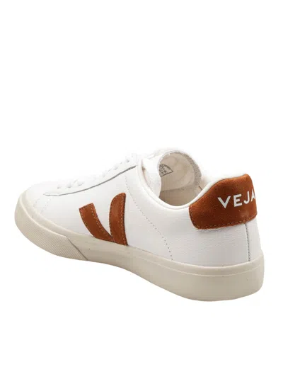 Veja Campo White Low Top Sneakers With Contrasting Heel With Logo Lettering And Logo Patch On The Side In In Multi