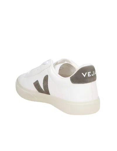 Veja White And Khaki Campo Sneakers