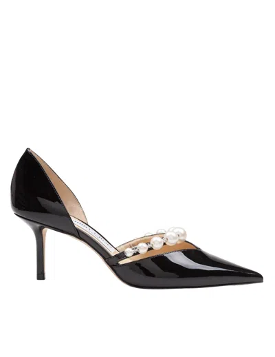 Jimmy Choo Aurelie Leather Pumps Pearl Strap In Black