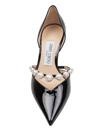 Jimmy Choo Aurelie Leather Pumps Pearl Strap In Black