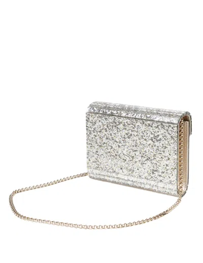Jimmy Choo Candy Clutch Bag In Acrylic Fabric With Glitter In Gold